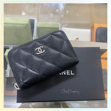 chanel card holder silver|Chanel card holder zipped.